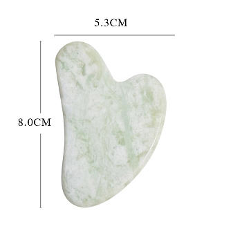 Natural Jade Gua Sha Boards, Heart, Honeydew, 80x53mm