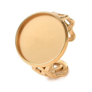 304 Stainless Steel Ring Components, Round Bezel Cup Ring Settings, Ion Plating(IP), Golden, 17.5mm, 18mm, Tray Size: 16mm