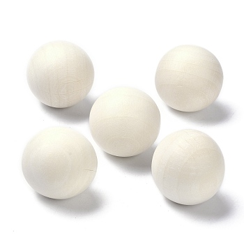 (Defective Closeout Sale: Crack), Natural Wooden Round Ball, DIY Decorative Wood Crafting Balls, Unfinished Wood Sphere, No Hole/Undrilled, Undyed, Antique White, 29~3
0mm
