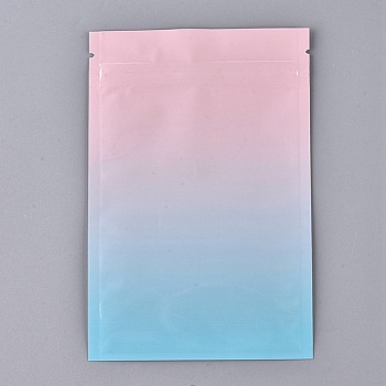 Gradient Color Plastic Zip Lock Bags, Resealable Aluminum Foil Food Storage Bags, Self Seal Bags, Rectangle, Blue, 15x10.1cm, Unilateral Thickness: 3.9 Mil(0.1mm)