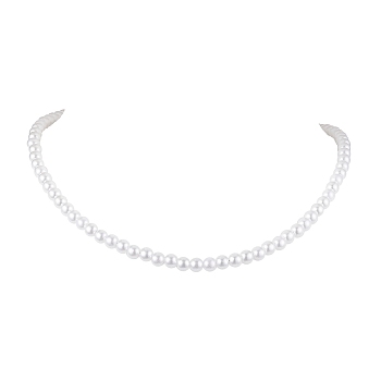 Imitation Pearl Acrylic Beaded Necklaces for Women, White, 15.94 inch(40.5cm)