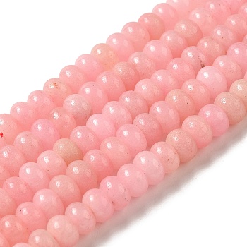 Natural White Jade Beads Strands, Dyed, Rondelle, Pearl Pink, 8x5mm, Hole: 1mm, about 74pcs/strand, 15.15 inch(38.5cm)