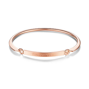 SHEGRACE Brass Bangle, with Forever Love, Rose Gold, 2-3/8 inchx1-7/8 inch(60x48mm)