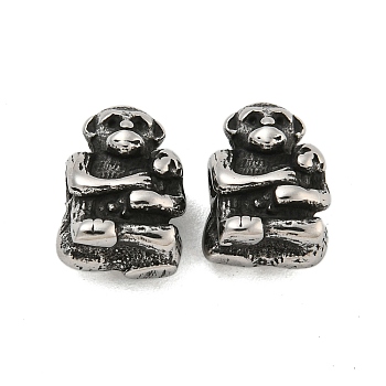 Animal 304 Stainless Steel Beads, Antique Silver, Monkey, 11x8x6mm, Hole: 1.8mm