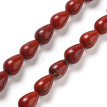 Natural Red Rainbow Jasper Beads Strands, Teardrop, 9x6mm, Hole: 1.2mm, about 44pcs/strand, 15.75''(40cm)