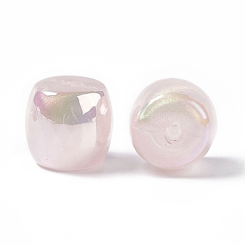 Opaque Acrylic Beads, AB Color, Macaron Color, Barrel, Pink, 15.5x16.5mm, Hole: 3mm