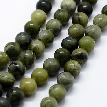 Natural Xinyi Jade/Chinese Southern Jade Beads Strands, Round, 10mm, Hole: 1mm, about 37pcs/strand,  14.76 inch(37.5cm)
