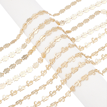 ARRICRAFT 2M 2 Style Brass Link Chains, Long-Lasting Plated, Unwelded, Light Gold, 1m/style