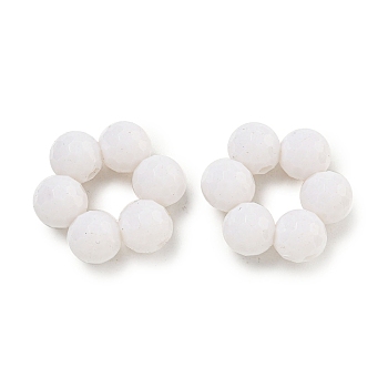 Opaque Acrylic Bead Frame, Faceted, Flower, White, 23x23.5x8mm, Hole: 2.5mm, Inner Diameter: 7mm, about 273pcs/500g