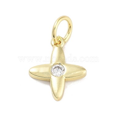 Real 18K Gold Plated Clear Cross Brass+Cubic Zirconia Charms