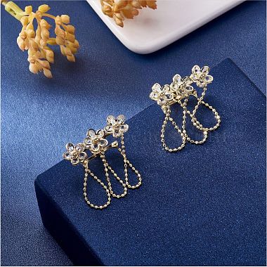 Flower Alloy Zirconia Stud Earrings(JE1067A)-4