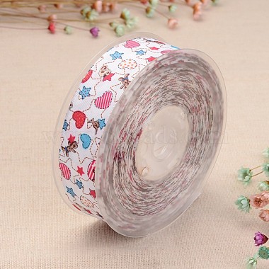 Heart & Star Printed Polyester Ribbon for Gift Packing and Festival Decoration(SRIB-M011-01A)-2