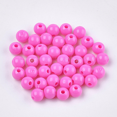6mm DeepPink Round Plastic Beads