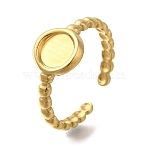 Ion Plating(IP) 304 Stainless Steel Open Cuff Ring Components, Pad Ring Settings, Flat Rouns, Real 18K Gold Plated, Tray: 6mm, Inner diameter: Adjustable, 2.5~9.5mm(X-RJEW-U017-10G)