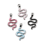 304 Stainless Steel Pendants, with Enamel, Snake Charms, Stainless Steel Color, Mixed Color, 20x11x2mm, Hole: 1mm(STAS-N108-103P)