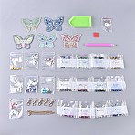DIY Diamond Painting Stickers Kits For Key Chain Making, with Diamond Painting Stickers, Resin Rhinestones, Diamond Sticky Pen, Lobster Clasps, Chain, Tray Plate and Glue Clay, Butterfly, Mixed Color, 61x80x2mm(DIY-R076-009)