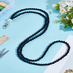 1Pc Plastic Imitation Pearl Beaded Dress Helpers, Dress Zip Puller, Long Dress Zipper Pull Straps, Mobile Straps, with Alloy Swivel Clasp, Black, 120x0.75~1.55cm(DIY-LP0004-10B)