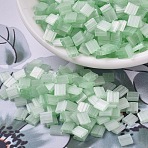 MIYUKI TILA Beads, Japanese Seed Beads, 2-Hole, (TL2559) Silk Pale Green, 5x5x1.9mm, Hole: 0.8mm, about 590pcs/50g(SEED-X0054-TL2559)