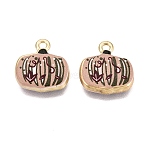 Printed Alloy Pendants, Rack Plating, Pumpkin Charms, Cadmium Free & Nickel Free & Lead Free, Golden, Camel, 16x15x4mm, Hole: 1.8mm(PALLOY-Q465-03B)