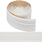 1Pc PVC Foam 3D Self-Adhesive Waterproof Wallpaper Border, Flower Lines Skirting Stickers Wall Trim for Living Room Home Office Hotel DIY Decoration, White, 80mm, 2.3m/pc(AJEW-CP0008-20)