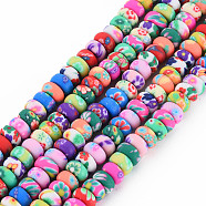 Handmade Polymer Clay Beads Strands, for DIY Jewelry Crafts Supplies, Flat Round, Colorful, 6.5x3.5mm, Hole: 1.6mm, about 108~109pcs/strand, 15.75 inch(40cm)(CLAY-N008-056-01)