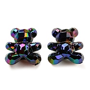 UV Plating Acrylic Faceted Beads, AB Color Plated, Iridescent Bear, Black, 18.5x17x12mm, Hole: 2.2mm(MACR-D024-05B)