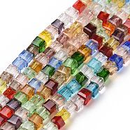 Transparent Glass Bead Strands, Faceted, Square, Colorful, 2~2.5x2~2.5x2~2.5mm, Hole: 0.8mm, about 180pcs/strand, 16.93''(43cm)(GLAA-H018-03)