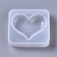 Silicone Molds, Resin Casting Molds, For UV Resin, Epoxy Resin Jewelry Making, Heart, White, 42x47x12mm(X-DIY-F041-14A)
