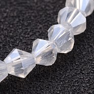 Glass Beads Strands, Bicone, Clear, AB Color Plated, Clear, 4mm, Hole: 1mm, about 70pcs/strand, 10.63 inch(GB4mm01Y-L)