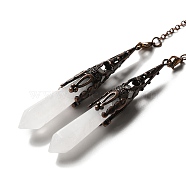 Natural Quartz Crystal Dowsing Pendulum Big Pendants, with Brass Findings, Bullet, 260~270mm, Hole: 1.5mm(G-H285-06R-25)