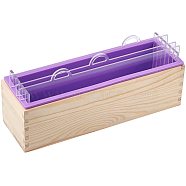 Soap Making Tool Set, with Silicone Mold, Wooden Box, Acrylic Diaphragms, Purple, Wooden Box: 283x90x83mm, Purple Rectangle Silicone Mold: 280x88x80mm, Acrylic Diaphragms: 93x70x3.8mm/280x113x2.8mm, hole: 24x11.5mm(DIY-WH0181-08)