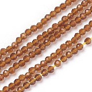 Transparent Glass Beads Strands, Faceted, Round, Sienna, 2mm, Hole: 0.5mm, about 164~182pcs/strand, 14.8~15.7 inch(37.5~40cm)(GLAA-F094-A19)