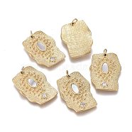 316 Surgical Stainless Steel Pendants, with Jump Rings & Shell & Crystal Rhinestone, Rectangle, Golden, 25x18x2.5mm, Hole: 3.6mm(STAS-I164-028G)