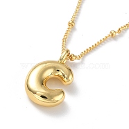 Initial Letter Brass Pendant Necklaces, Real 18K Gold Plated, Letter C, 17.52 inch(445mm), Letter: 19.5x12mm.(NJEW-A015-21G-C)