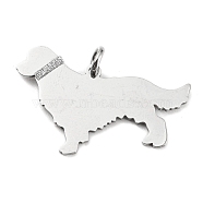 304 Stainless Steel Pendants, with Jump Ring and Glitter, Stamping Blank Tag, Dog Charm, Stainless Steel Color, 21.5x33x1mm, Hole: 4mm(STAS-E205-10P)