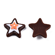 Opaque Epoxy Resin Cabochons, Imitation Food, Star Biscuits, Orange, 26x28x8mm(CRES-S358-65)