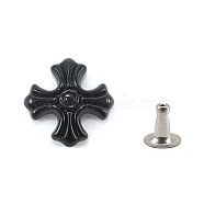 Zinc Alloy Retro Rivet Buckle, Cross, Black, 18x18mm(PW-WGC89B7-05)