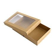 Kraft Paper Gift Box, with Clear PVC Window, Rectangle, Goldenrod, 22x14x4.3cm(CON-G018-01)