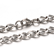 304 Stainless Steel Curb Chain Necklaces, with Lobster Claw Clasps, Faceted, Stainless Steel Color, 23.4 inch(59.4cm), 6mm(NJEW-M150-01P)