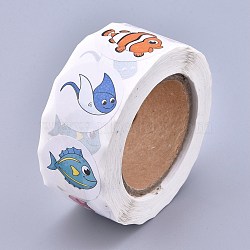 Children Cartoon Stickers, Adhesive Labels Roll Stickers, Gift Tag, for Envelopes, Party, Presents Decoration, Flat Round, Colorful, Animal Pattern, 25mm, about 500pcs/roll(DIY-P008-B02)