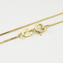 Sterling Silver Box Chain Necklaces, with Spring Ring Clasps, Thin Chain, Golden, 16 inch, 0.6mm(X-STER-M086-03A)