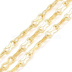 Brass Dapped Chains, Infinity, Cadmium Free & Lead Free, Rack Plating, Long-Lasting Plated, Soldered, with Spool, Real 18K Gold Plated, 10x4x1mm(CHC-P017-02G)