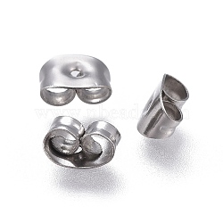 304 Stainless Steel Ear Nuts, Earring Backs, Stainless Steel Color, 6x4.5x3mm, Hole: 0.8mm(X-STAS-F203-04P)