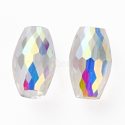 Glass Rhinestone Beads, Faceted, Barrel, Crystal AB, 10x6mm, Hole: 1mm(RGLA-H108-07B-001AB)