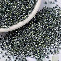 MIYUKI Round Rocailles Beads, Japanese Seed Beads, (RR3201) Magic Golden Olive Lined Crystal, 8/0, 3mm, Hole: 1mm, about 422~455pcs/bottle, 10g/bottle(SEED-JP0009-RR3201)