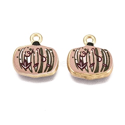 Printed Alloy Pendants, Rack Plating, Pumpkin Charms, Cadmium Free & Nickel Free & Lead Free, Golden, Camel, 16x15x4mm, Hole: 1.8mm(PALLOY-Q465-03B)