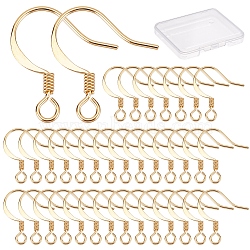 100Pcs Brass Earring Hooks, with Horizontal Loop, Long-Lasting Plated, Real 18K Gold Plated, 17x16x0.7mm, Hole: 2mm, 21 Gauge, Pin: 0.7mm(KK-CN0001-79)