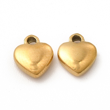Ion Plating(IP) 304 Stainless Steel Charms, Heart Charm, Real 18K Gold Plated, 7.5x6x2mm, Hole: 1.2mm