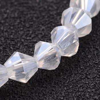 Glass Beads Strands, Bicone, Clear, AB Color Plated, Clear, 4mm, Hole: 1mm, about 70pcs/strand, 10.63 inch
