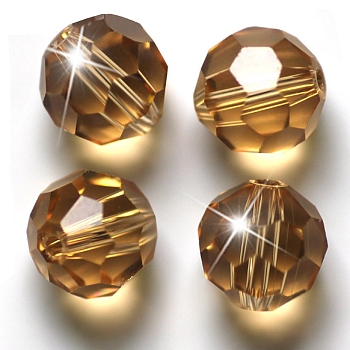 Imitation Austrian Crystal Beads, Grade AAA, Faceted(32 Facets), Round, Dark Goldenrod, 8mm, Hole: 0.9~1.4mm